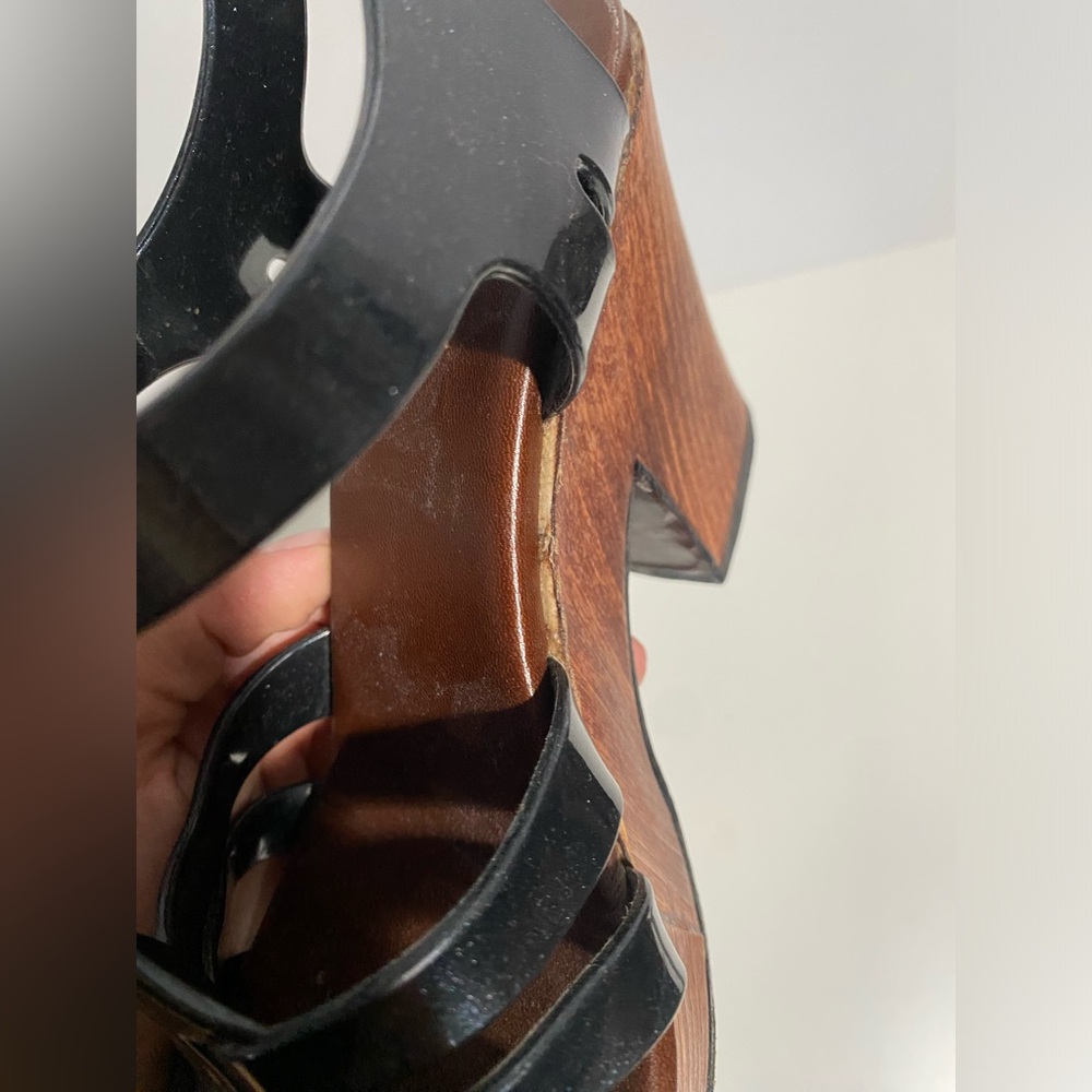 Marc Jacobs Platform Wooden Jelly Fisherman Heel Sandal 37 Block Black - Picture 10 of 11
